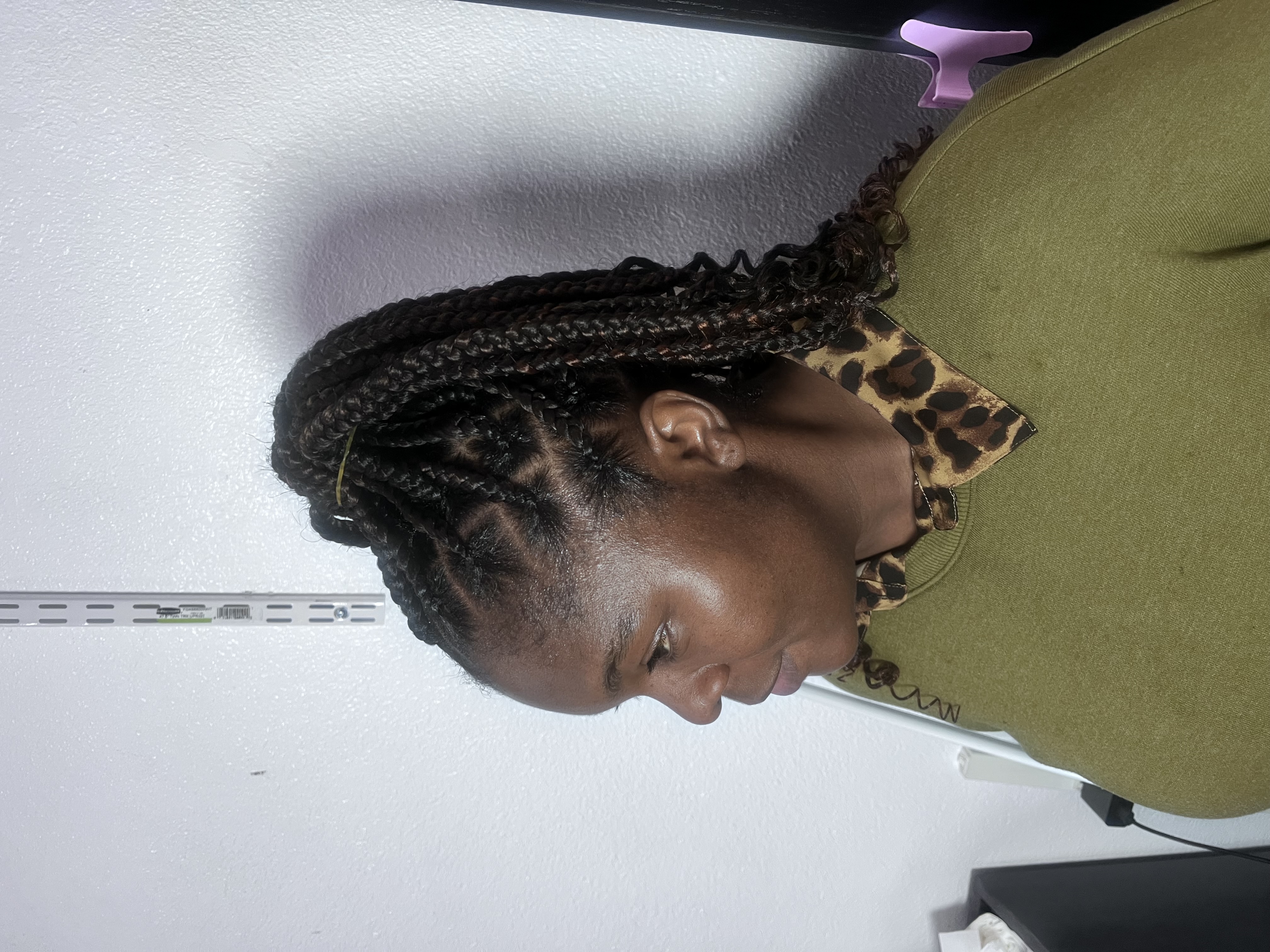 Feed-in braids with curly ends side profile - MJADE Beauty